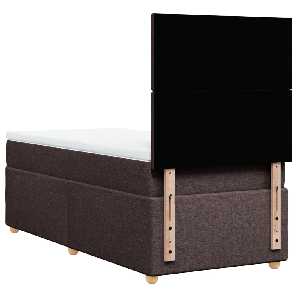 vidaXL Cama box spring con colchón tela marrón oscuro 80x200 cm