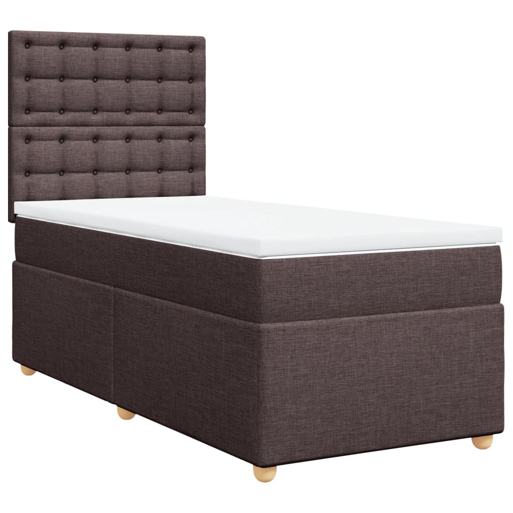 vidaXL Cama box spring con colchón tela marrón oscuro 80x200 cm