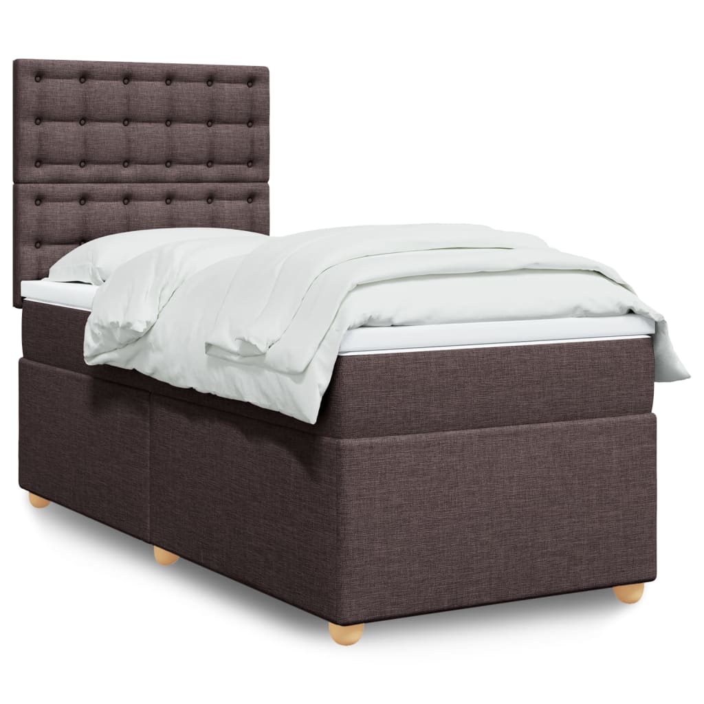 vidaXL Cama box spring con colchón tela marrón oscuro 80x200 cm