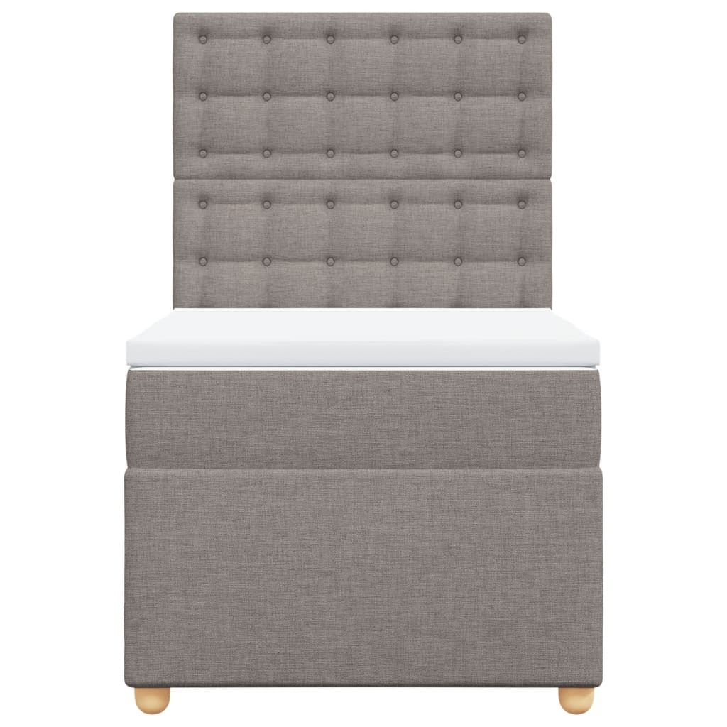 vidaXL Cama box spring con colchón tela gris taupe 80x200 cm