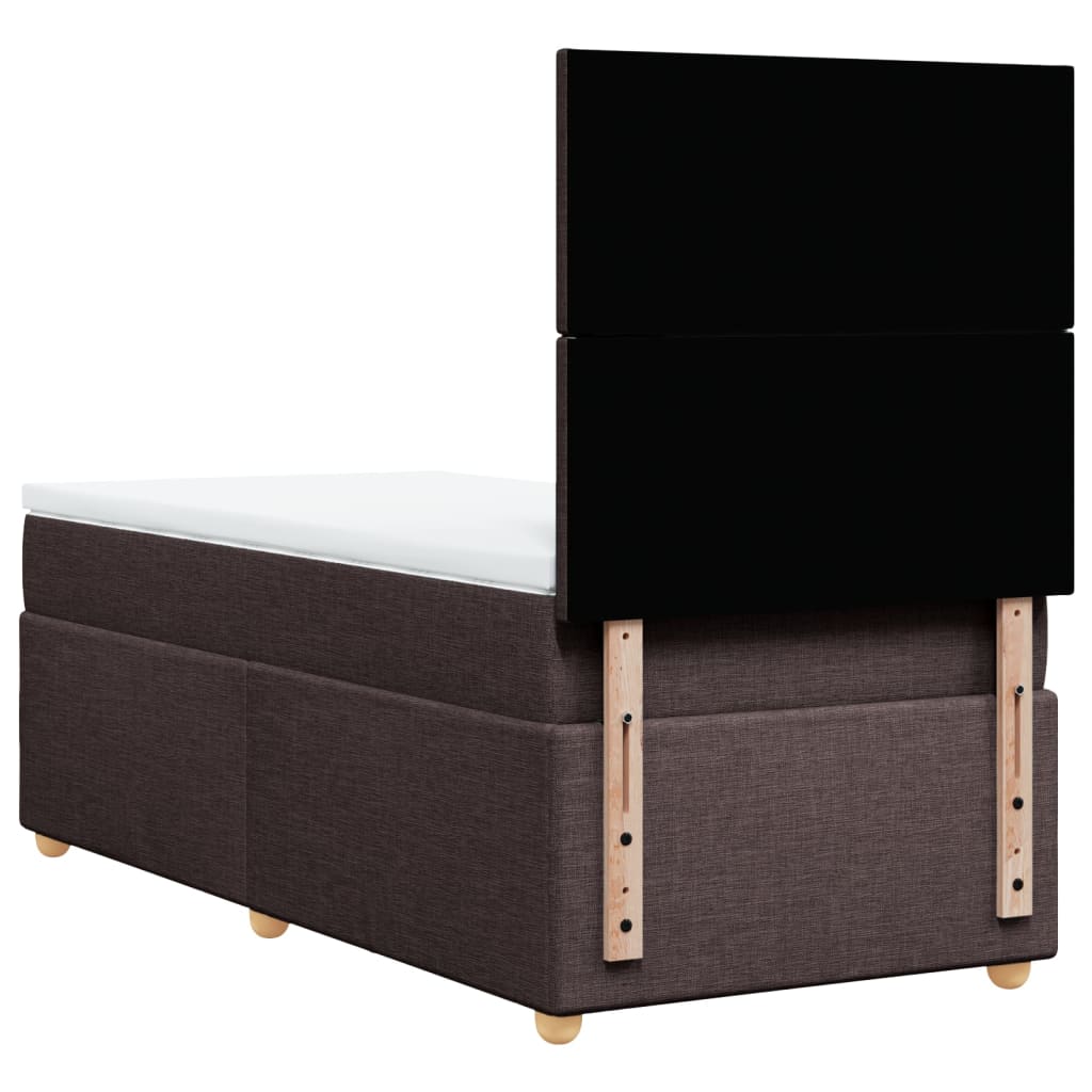 vidaXL Cama box spring con colchón tela marrón oscuro 90x190 cm