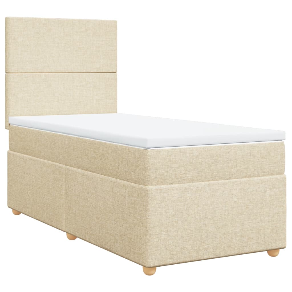 vidaXL Cama box spring con colchón tela color crema 90x190 cm