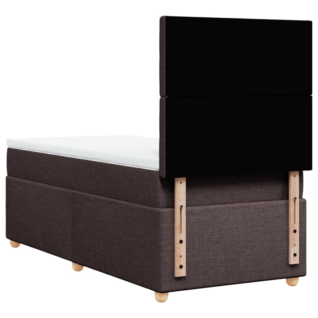 vidaXL Cama box spring con colchón tela marrón oscuro 90x190 cm