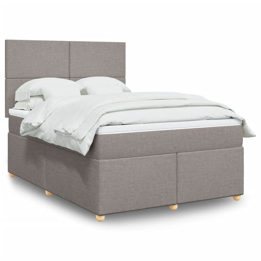 vidaXL Cama box spring con colchón tela gris taupe 140x190 cm