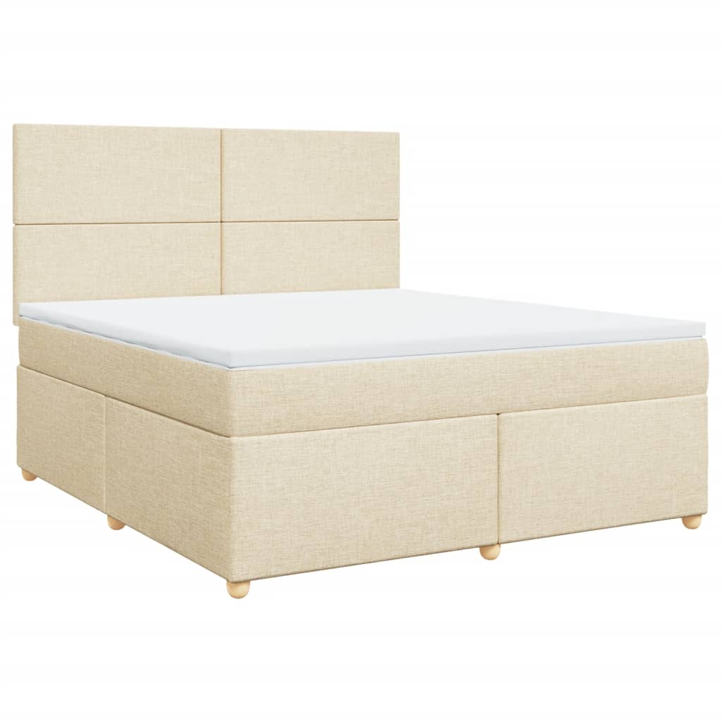 vidaXL Cama box spring con colchón tela color crema 180x200 cm