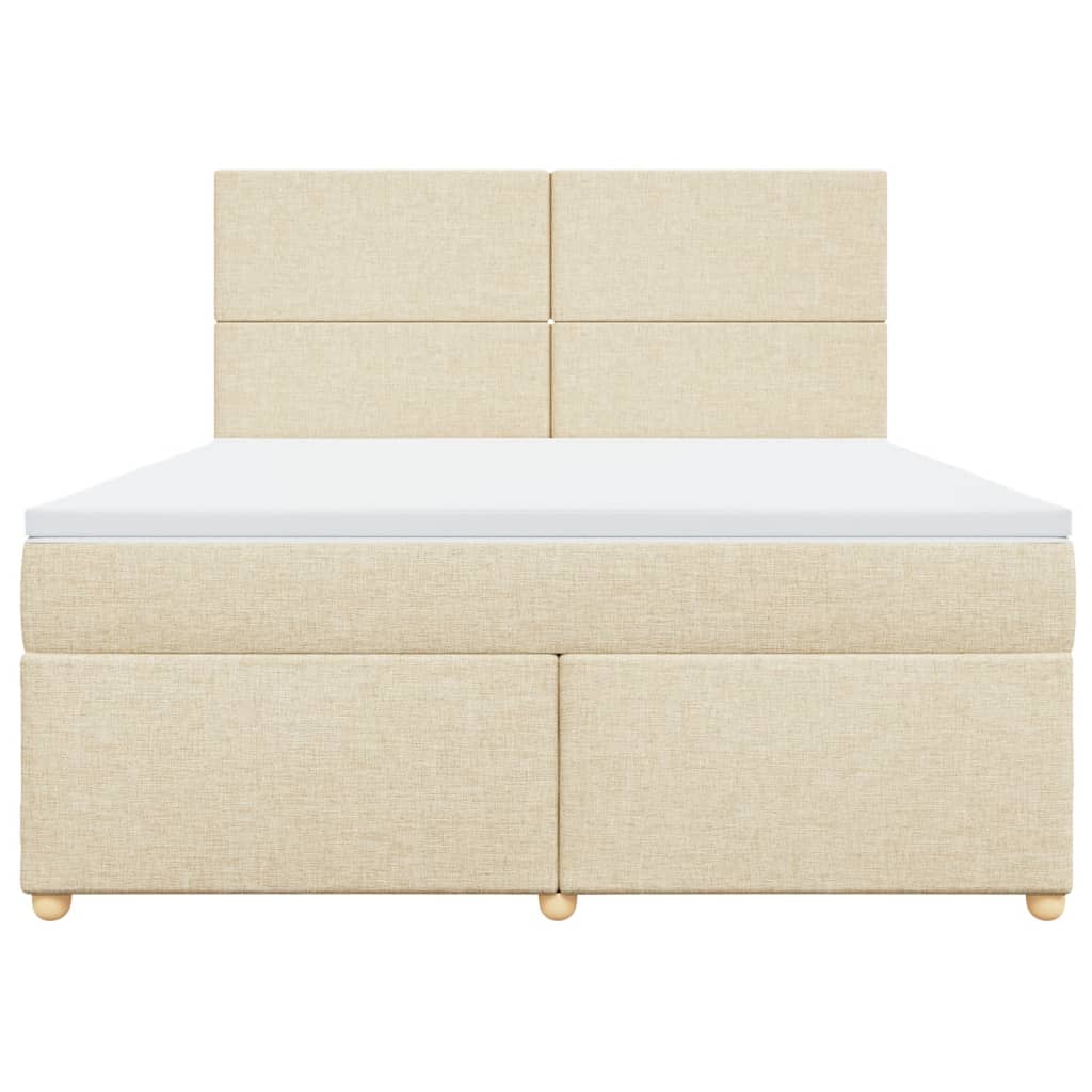 vidaXL Cama box spring con colchón tela color crema 180x200 cm