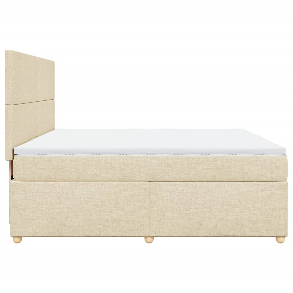 vidaXL Cama box spring con colchón tela color crema 180x200 cm