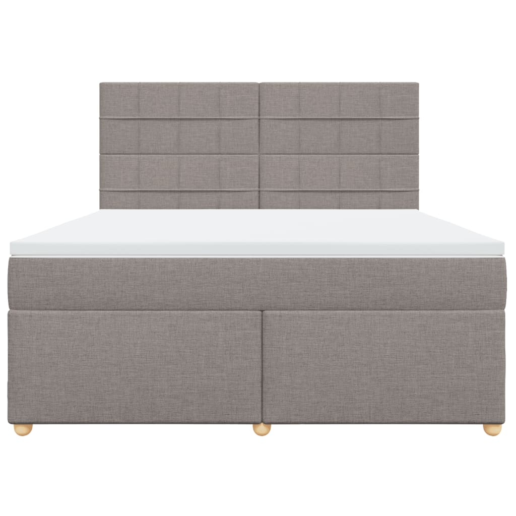 vidaXL Cama box spring con colchón tela gris taupe 180x200 cm