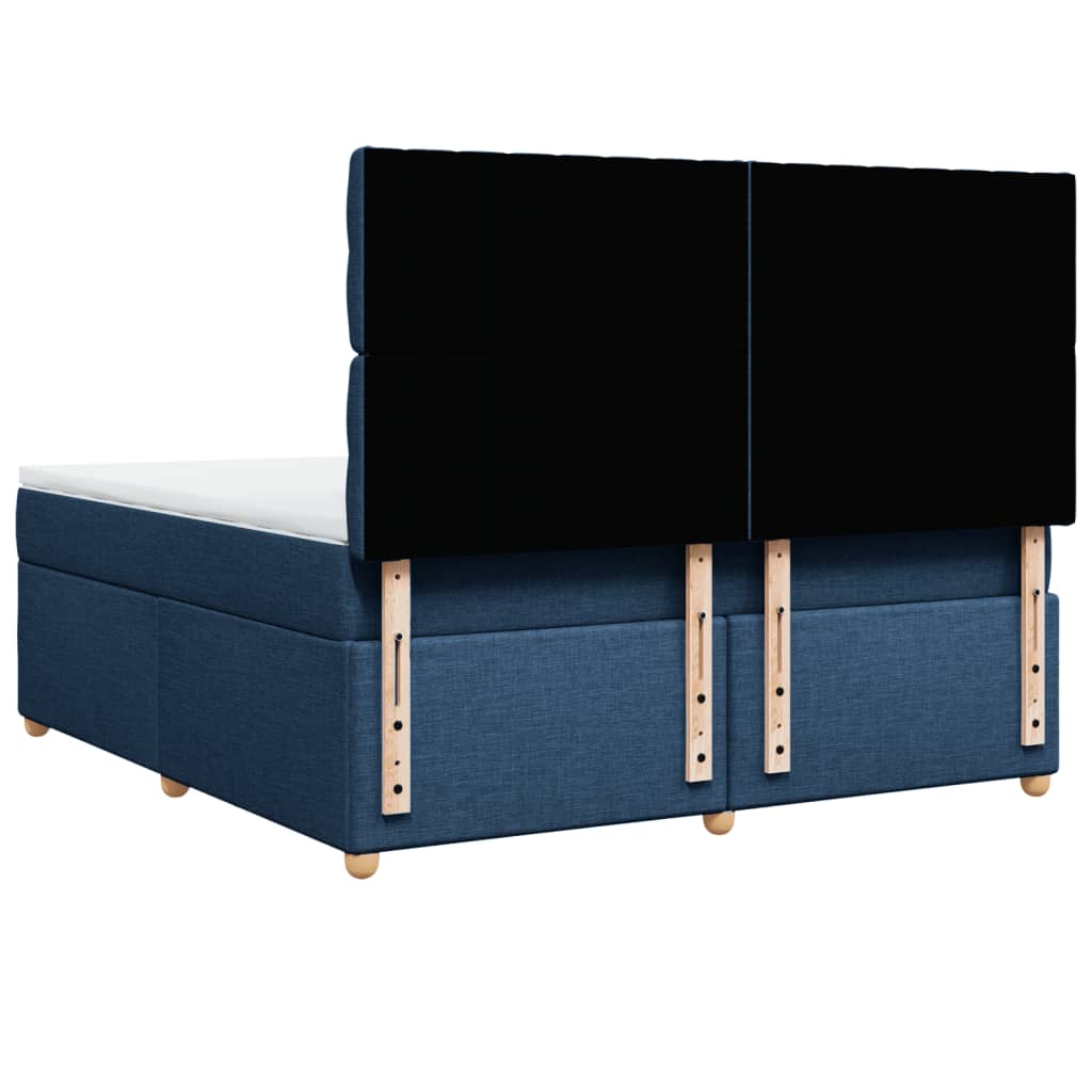 vidaXL Cama box spring con colchón tela azul 180x200 cm