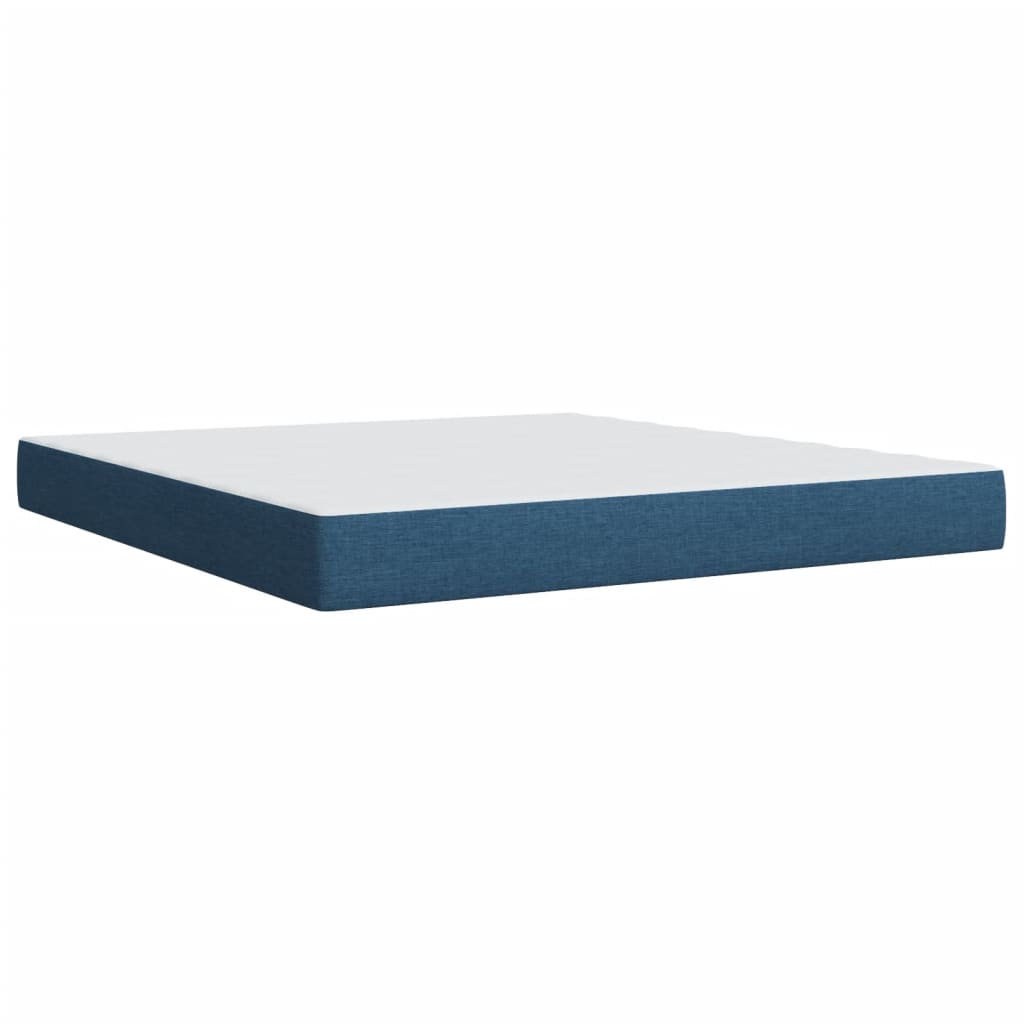 vidaXL Cama box spring con colchón tela azul 180x200 cm