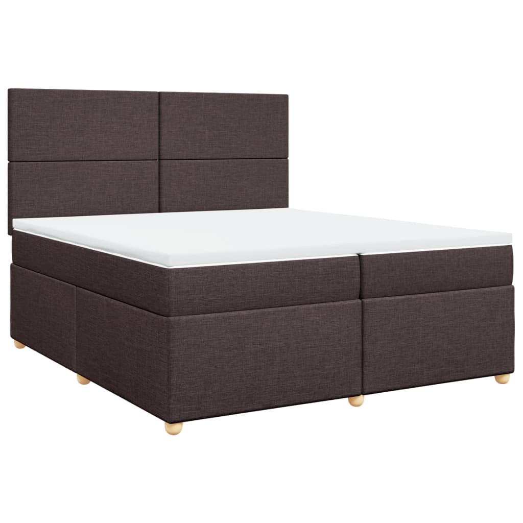 vidaXL Cama box spring con colchón tela marrón oscuro 200x200 cm