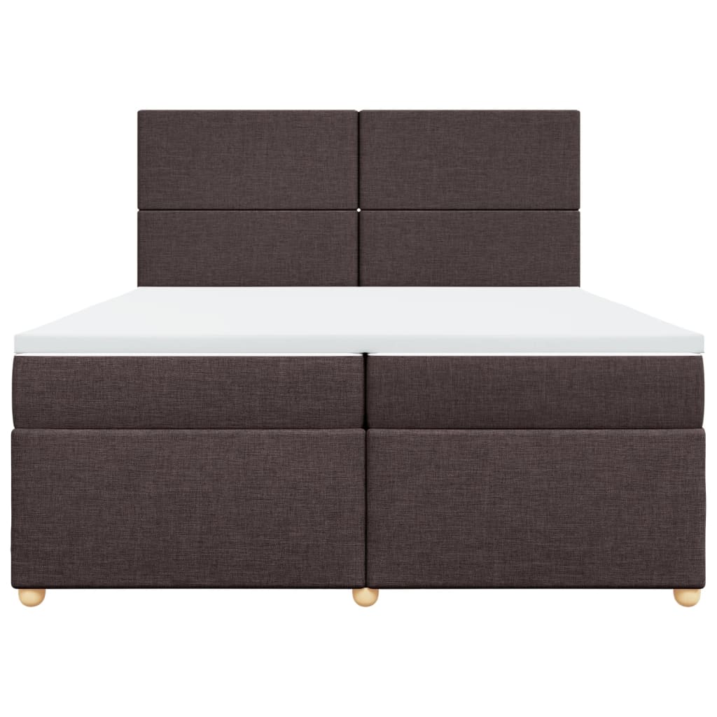 vidaXL Cama box spring con colchón tela marrón oscuro 200x200 cm