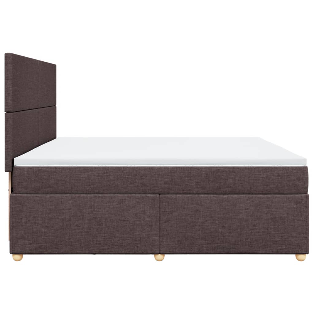 vidaXL Cama box spring con colchón tela marrón oscuro 200x200 cm