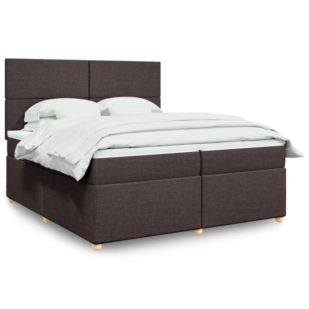 vidaXL Cama box spring con colchón tela marrón oscuro 200x200 cm