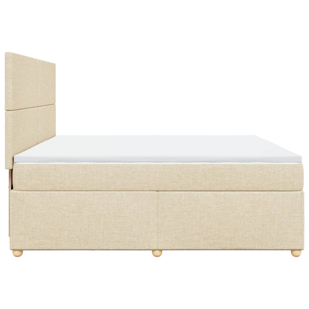 vidaXL Cama box spring con colchón tela color crema 200x200 cm