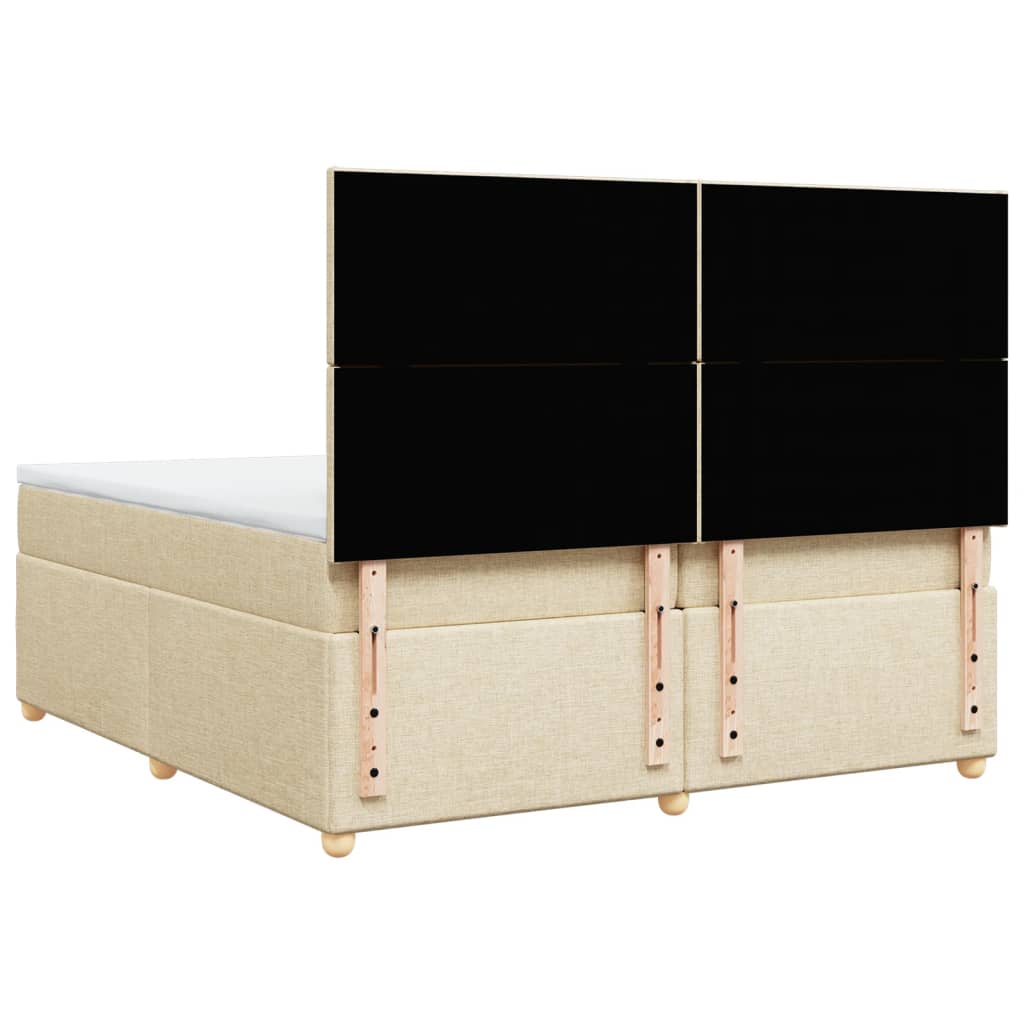 vidaXL Cama box spring con colchón tela color crema 200x200 cm