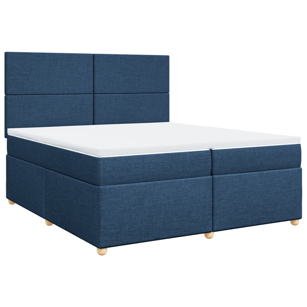 vidaXL Cama box spring con colchón tela azul 200x200 cm