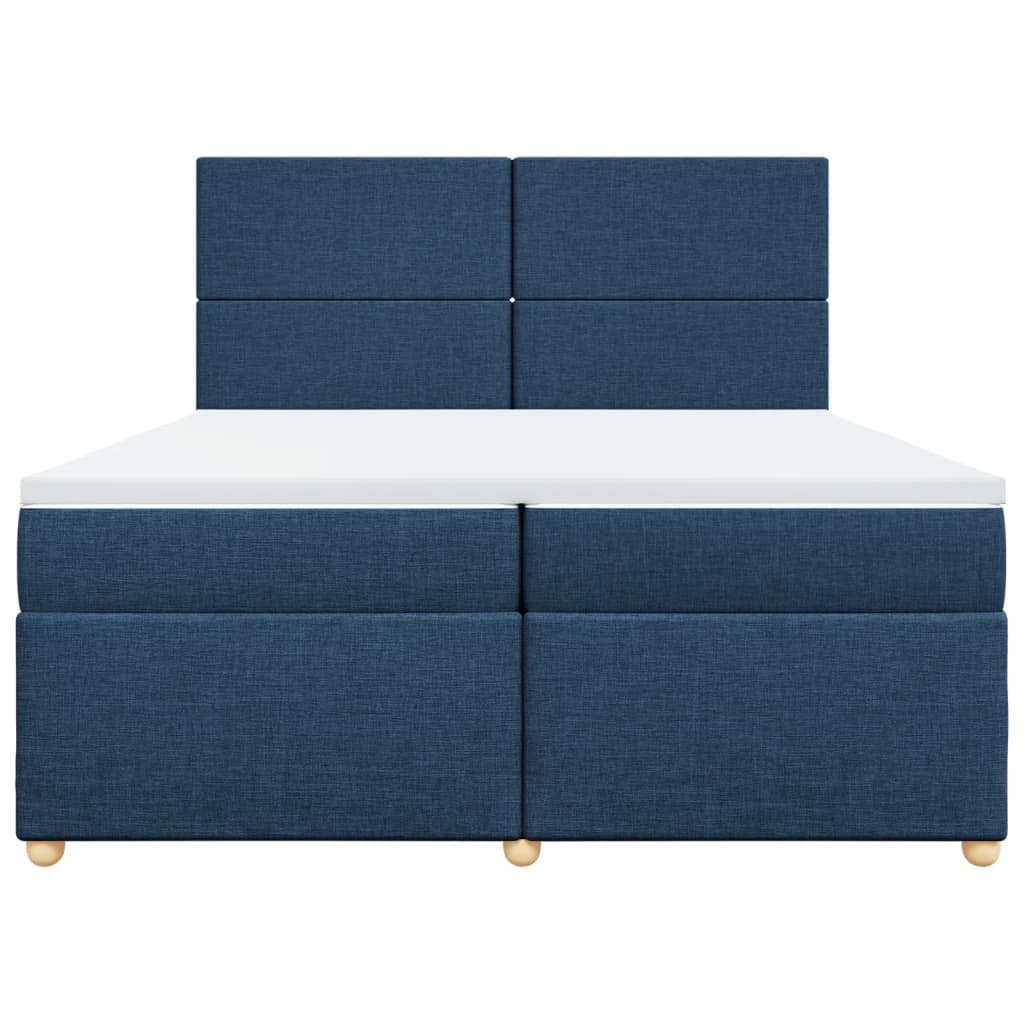 vidaXL Cama box spring con colchón tela azul 200x200 cm