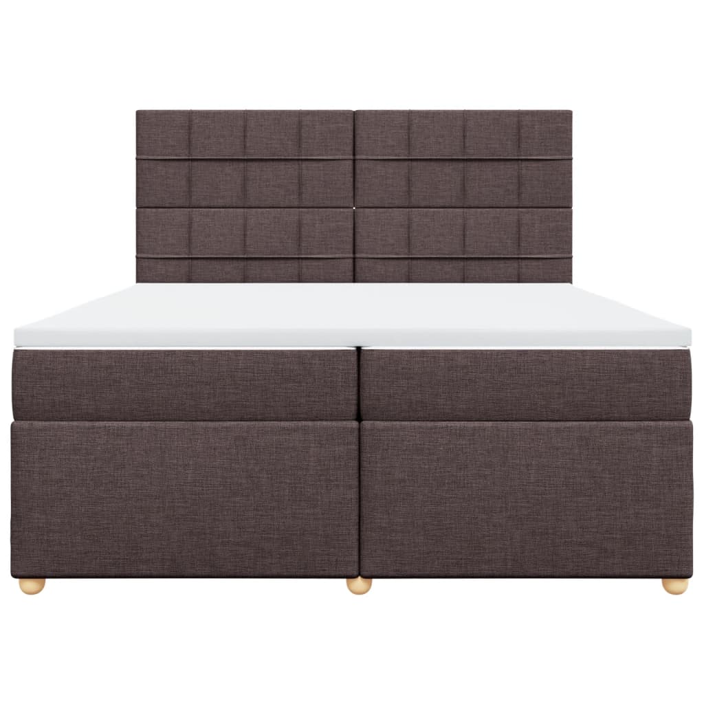 vidaXL Cama box spring con colchón tela marrón oscuro 200x200 cm