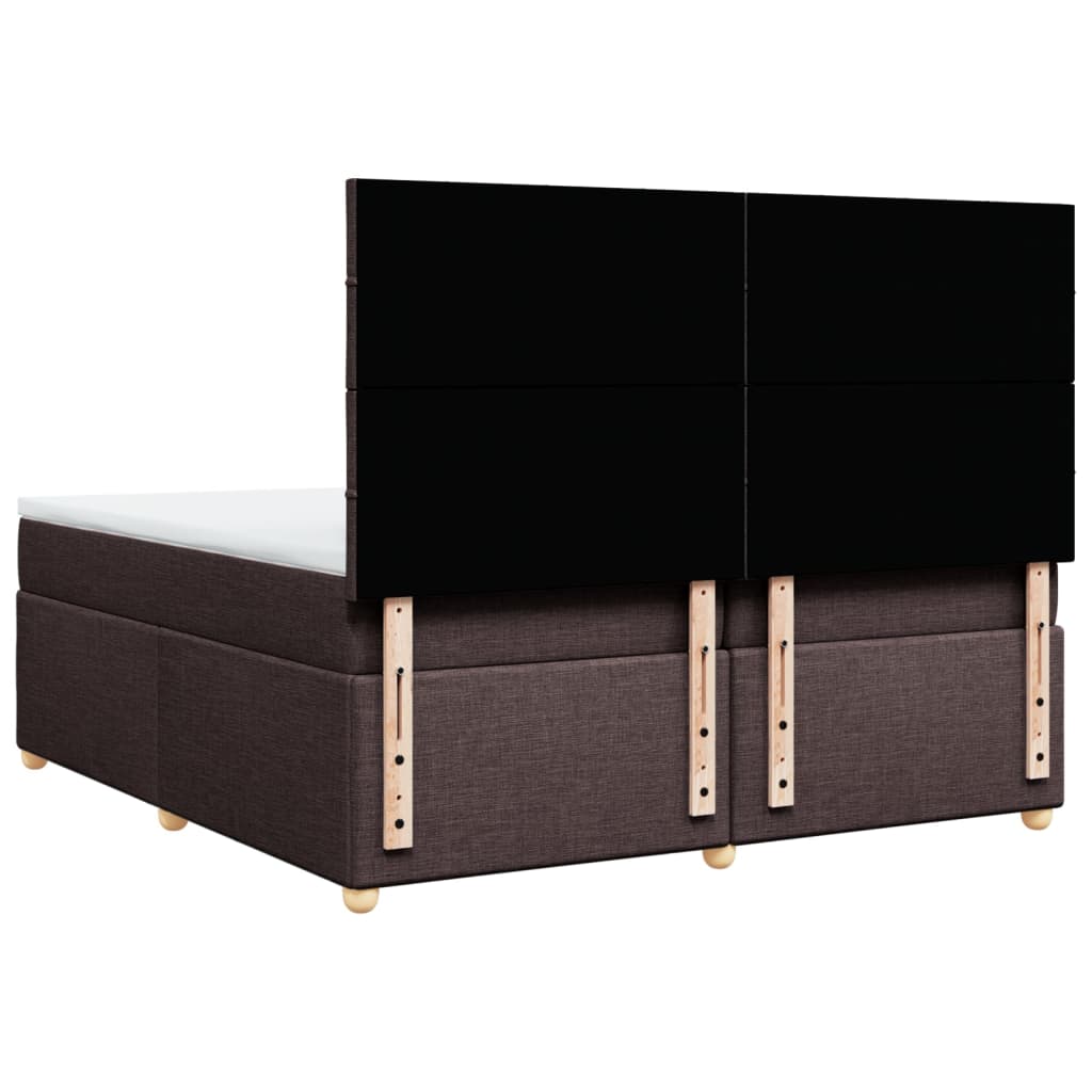 vidaXL Cama box spring con colchón tela marrón oscuro 200x200 cm