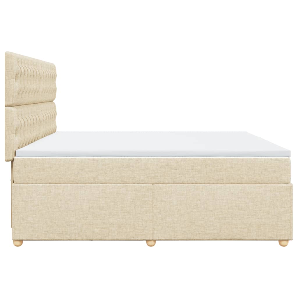 vidaXL Cama box spring con colchón tela color crema 200x200 cm