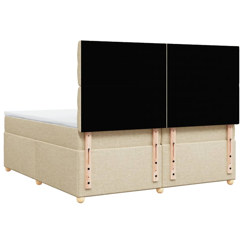 vidaXL Cama box spring con colchón tela color crema 200x200 cm