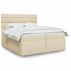 vidaXL Cama box spring con colchón tela color crema 200x200 cm