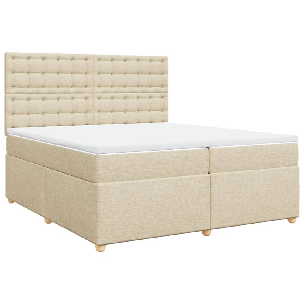 vidaXL Cama box spring con colchón tela color crema 200x200 cm