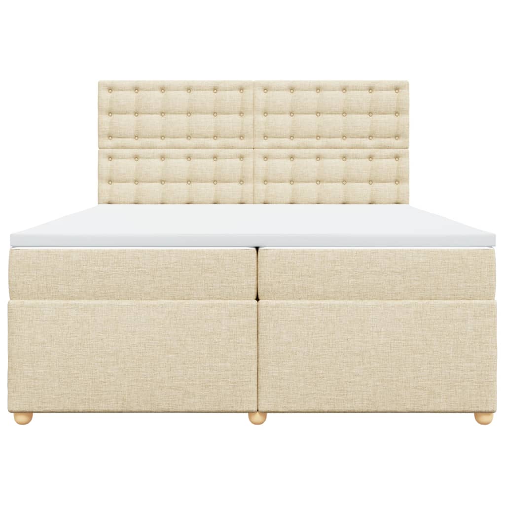 vidaXL Cama box spring con colchón tela color crema 200x200 cm