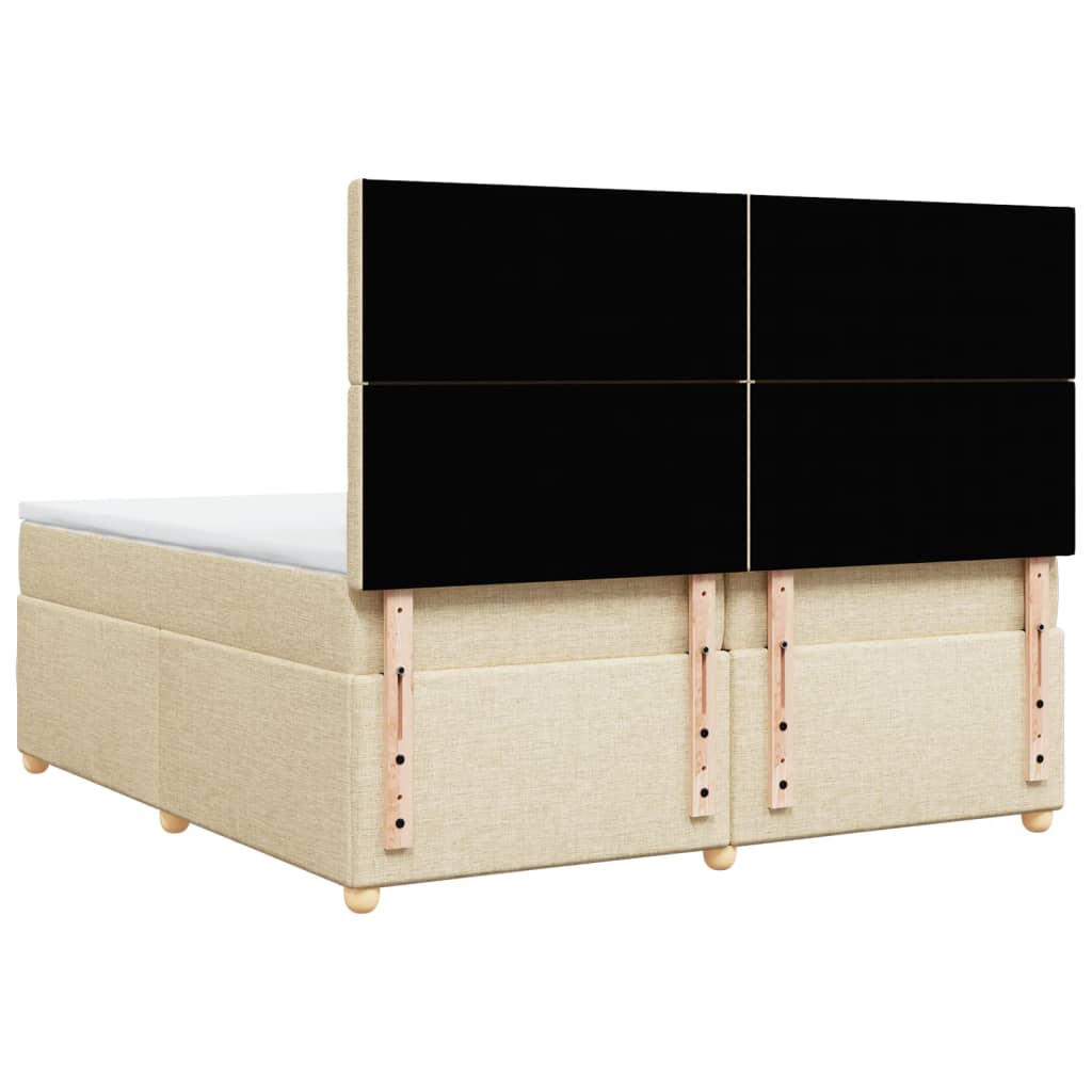 vidaXL Cama box spring con colchón tela color crema 200x200 cm