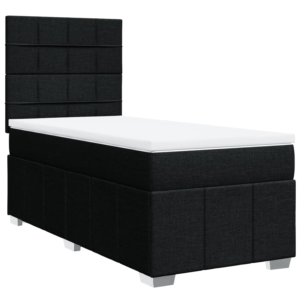 vidaXL Cama box spring con colchón tela negro 80x200 cm