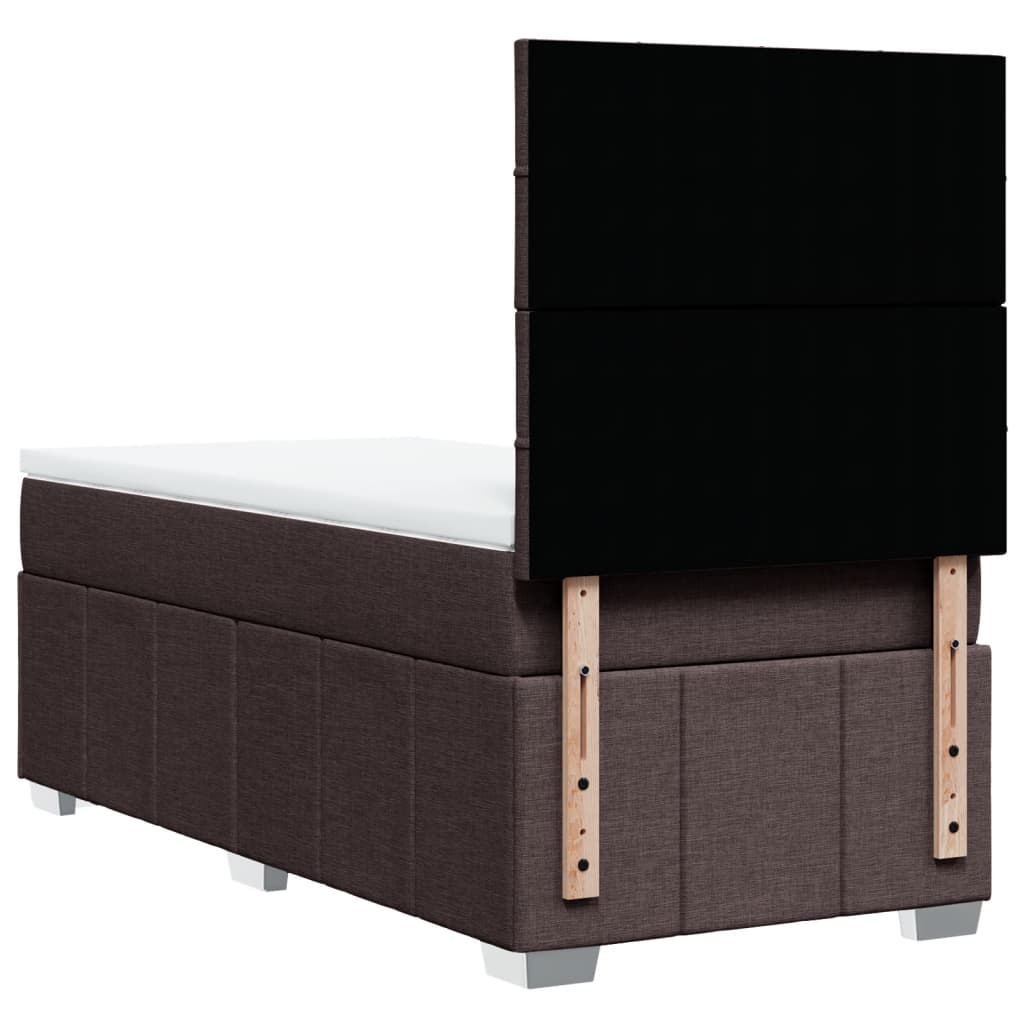 vidaXL Cama box spring con colchón tela marrón oscuro 90x190 cm