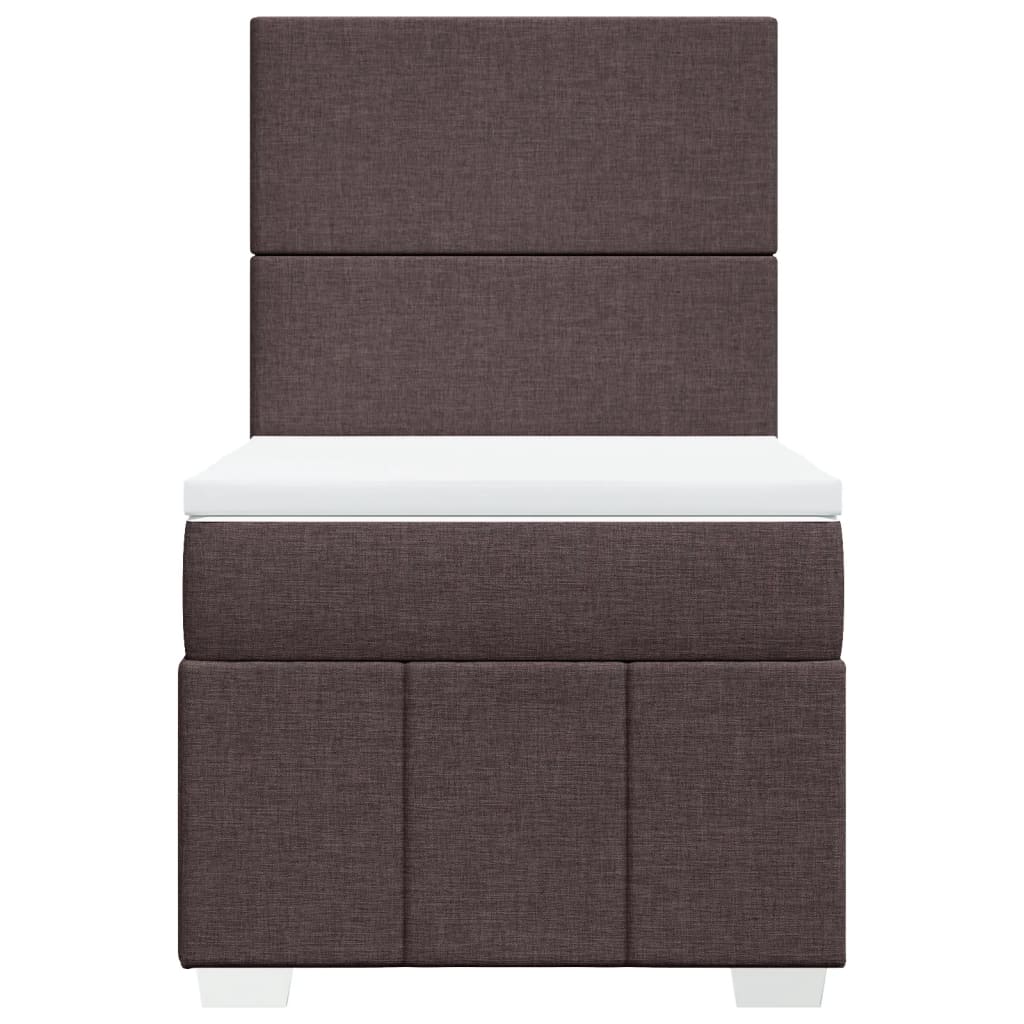 vidaXL Cama box spring con colchón tela marrón oscuro 90x200 cm