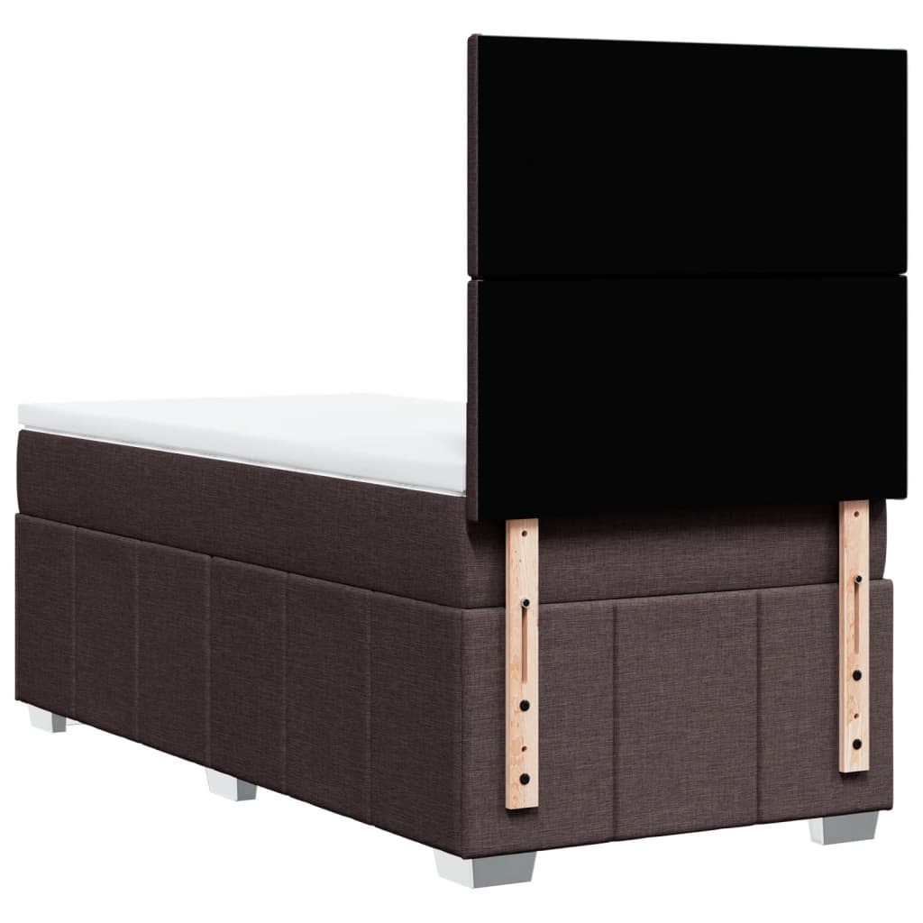 vidaXL Cama box spring con colchón tela marrón oscuro 90x200 cm