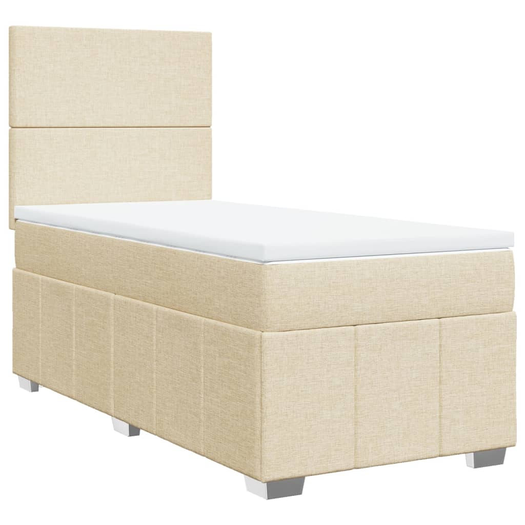 vidaXL Cama box spring con colchón tela color crema 90x200 cm