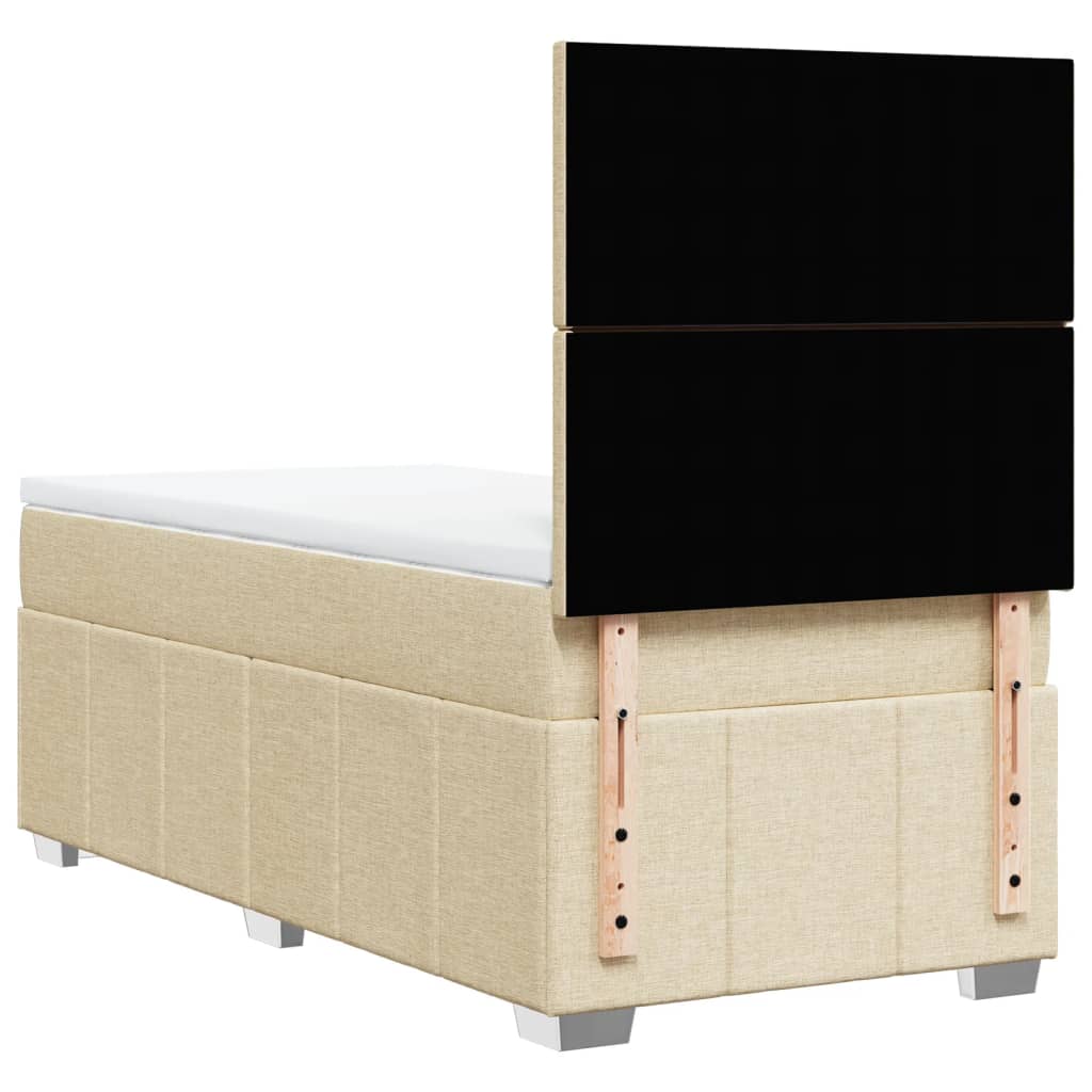 vidaXL Cama box spring con colchón tela color crema 90x200 cm