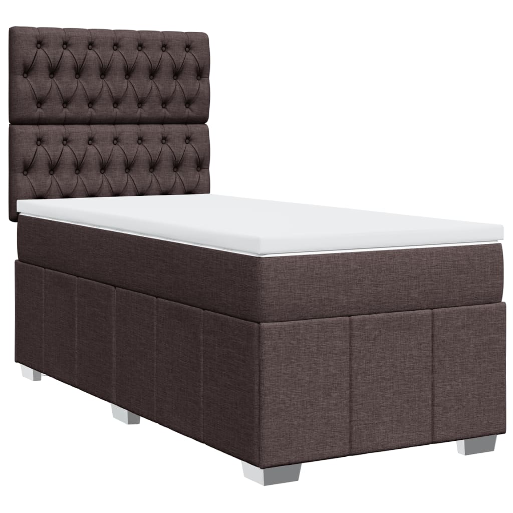 vidaXL Cama box spring con colchón tela marrón oscuro 90x200 cm