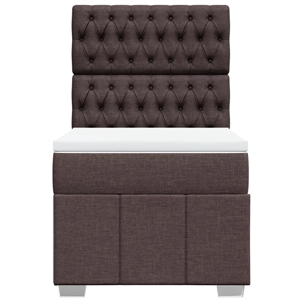 vidaXL Cama box spring con colchón tela marrón oscuro 90x200 cm