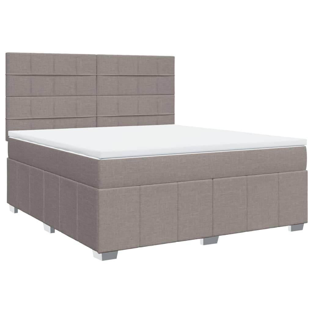 vidaXL Cama box spring con colchón tela gris taupe 180x200 cm