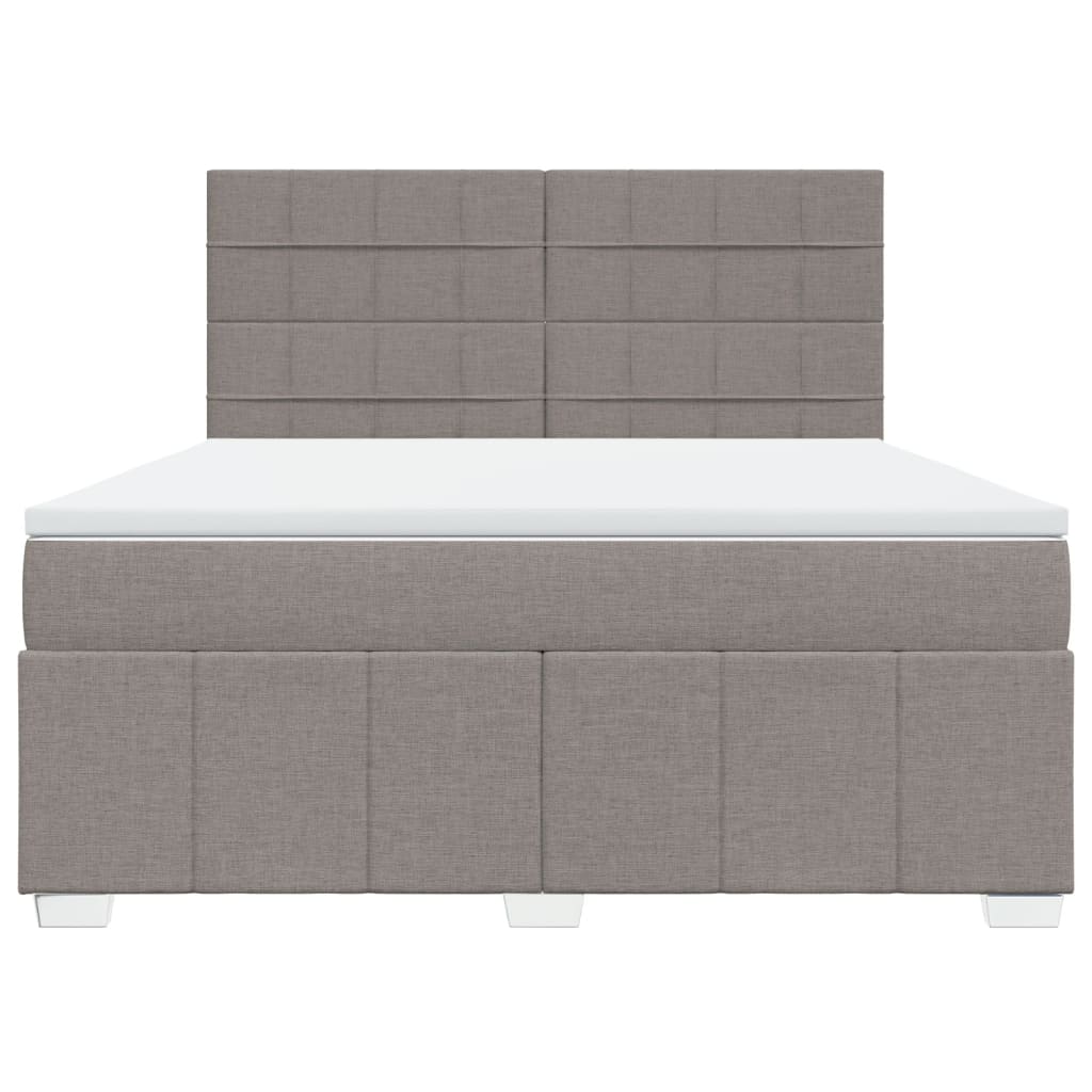 vidaXL Cama box spring con colchón tela gris taupe 180x200 cm