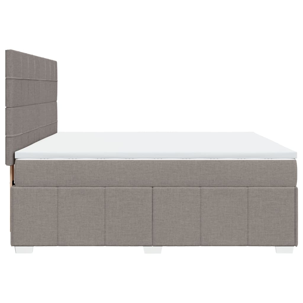 vidaXL Cama box spring con colchón tela gris taupe 180x200 cm