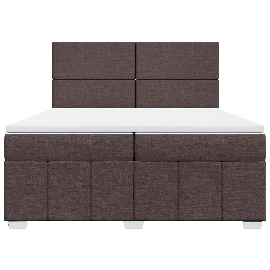 vidaXL Cama box spring con colchón tela marrón oscuro 200x200 cm