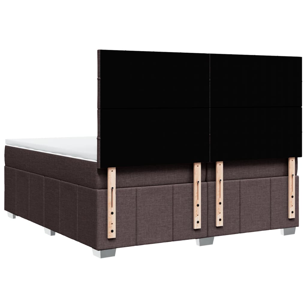 vidaXL Cama box spring con colchón tela marrón oscuro 200x200 cm