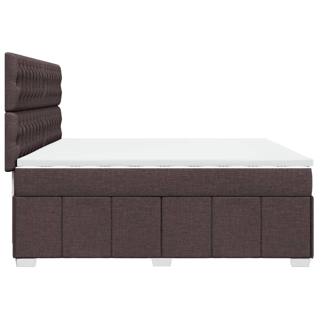 vidaXL Cama box spring con colchón tela marrón oscuro 200x200 cm