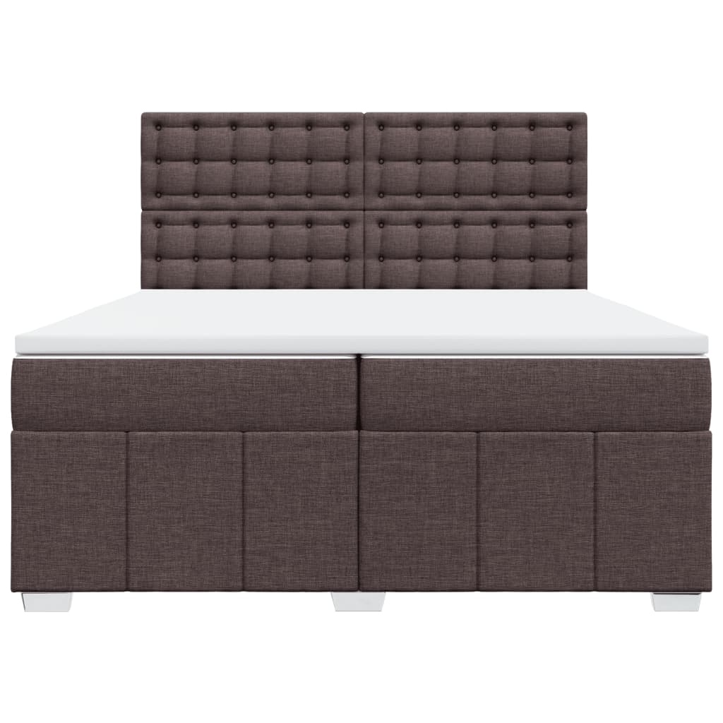 vidaXL Cama box spring con colchón tela marrón oscuro 200x200 cm