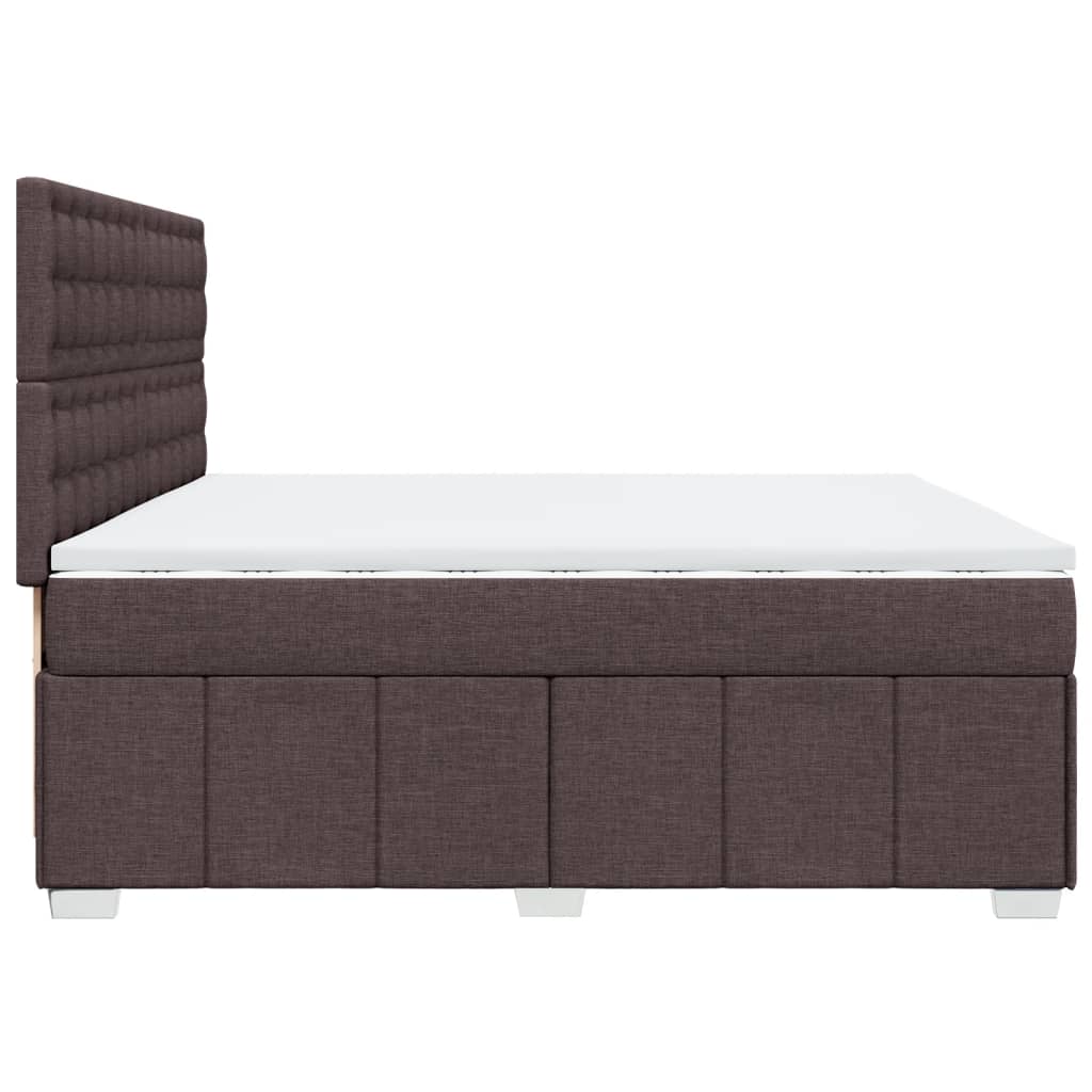 vidaXL Cama box spring con colchón tela marrón oscuro 200x200 cm