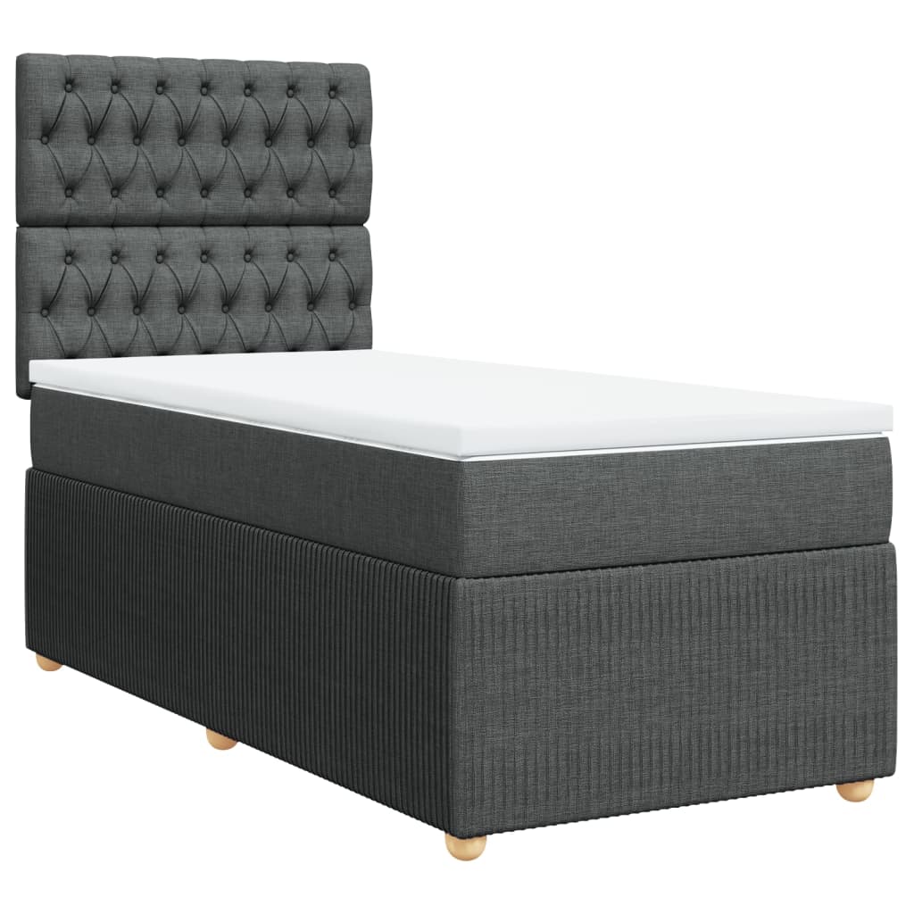 vidaXL Cama box spring con colchón tela gris oscuro 80x200 cm