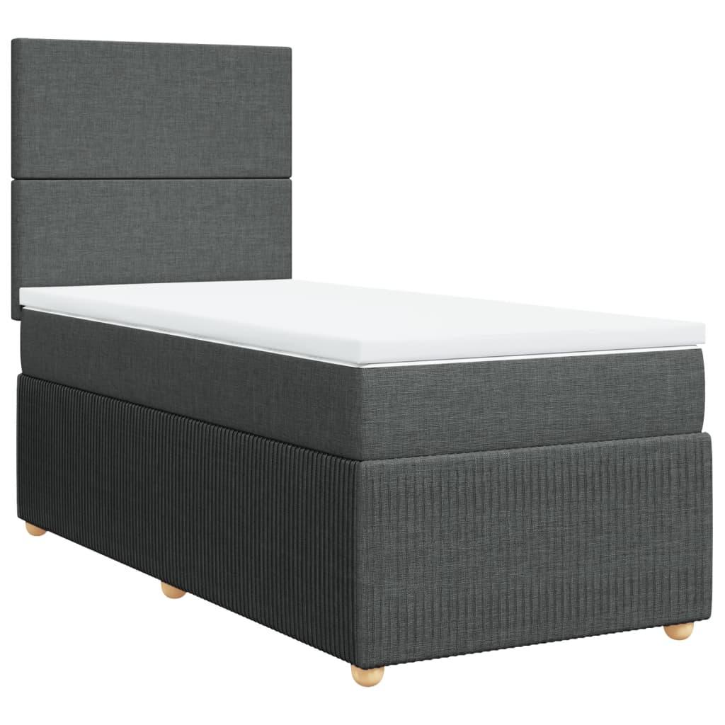 vidaXL Cama box spring con colchón tela gris oscuro 90x190 cm