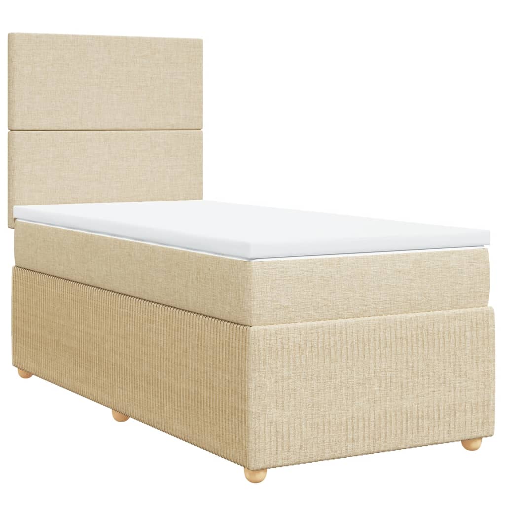 vidaXL Cama box spring con colchón tela color crema 90x190 cm