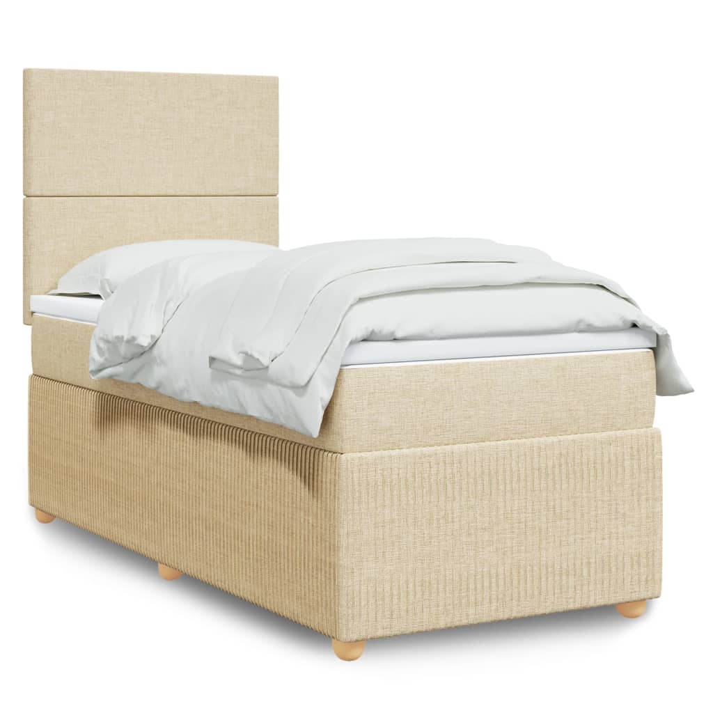 vidaXL Cama box spring con colchón tela color crema 90x190 cm